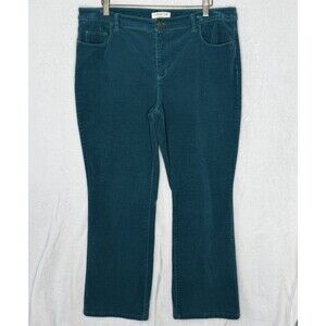 Coldwater Creek Women's Corduroy Pants Teal Bootcut Stretch Size 10 Natural Fit